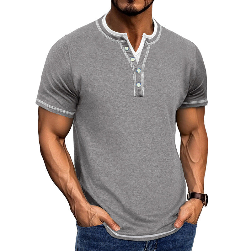 Herren Henley Shirt – Bequeme Passform – Atmungsaktive Baumwolle – Kurzarm – Knopfleiste