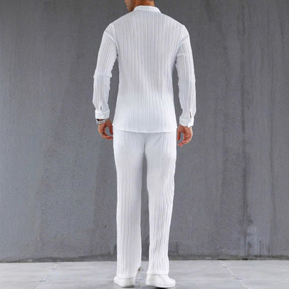 Herren Set aus Hemd und Hose – Slim Fit – Rippstruktur – Atmungsaktives Material