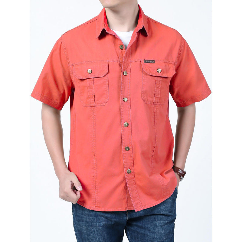 Herren Arbeitshemd Kurzarm – Relaxed Fit – Atmungsaktives Mischgewebe – Knopfleiste