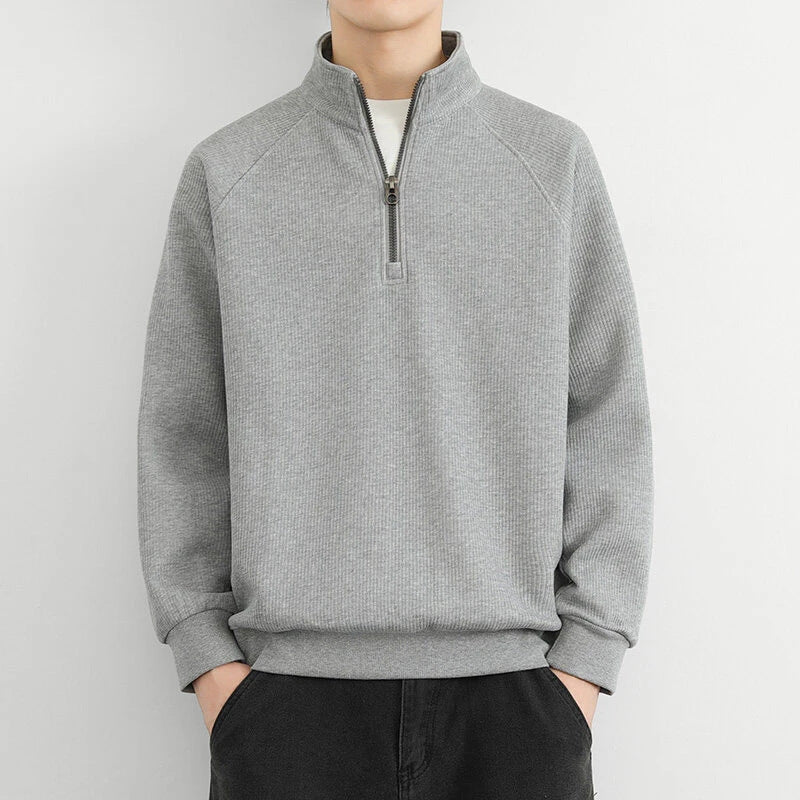 Herren Sweatshirt – Half-Zip – Relaxed Fit – Raglanärmel – Weiches Rippstrickdesign