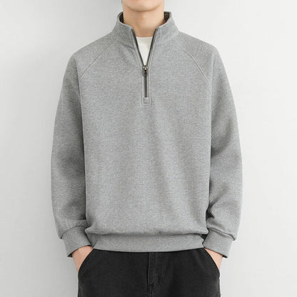 Herren Sweatshirt – Half-Zip – Relaxed Fit – Raglanärmel – Weiches Rippstrickdesign