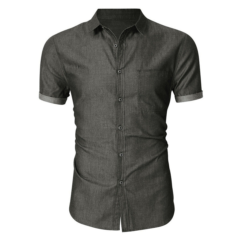 Herren Kurzarmhemd – Slim Fit – Atmungsaktive Baumwolle – Brusttasche – Knopfleiste