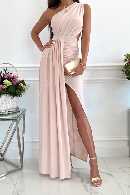 Damen Abendkleid – One-Shoulder – Schlanke Passform – Cut-Out – Drapiertes Design
