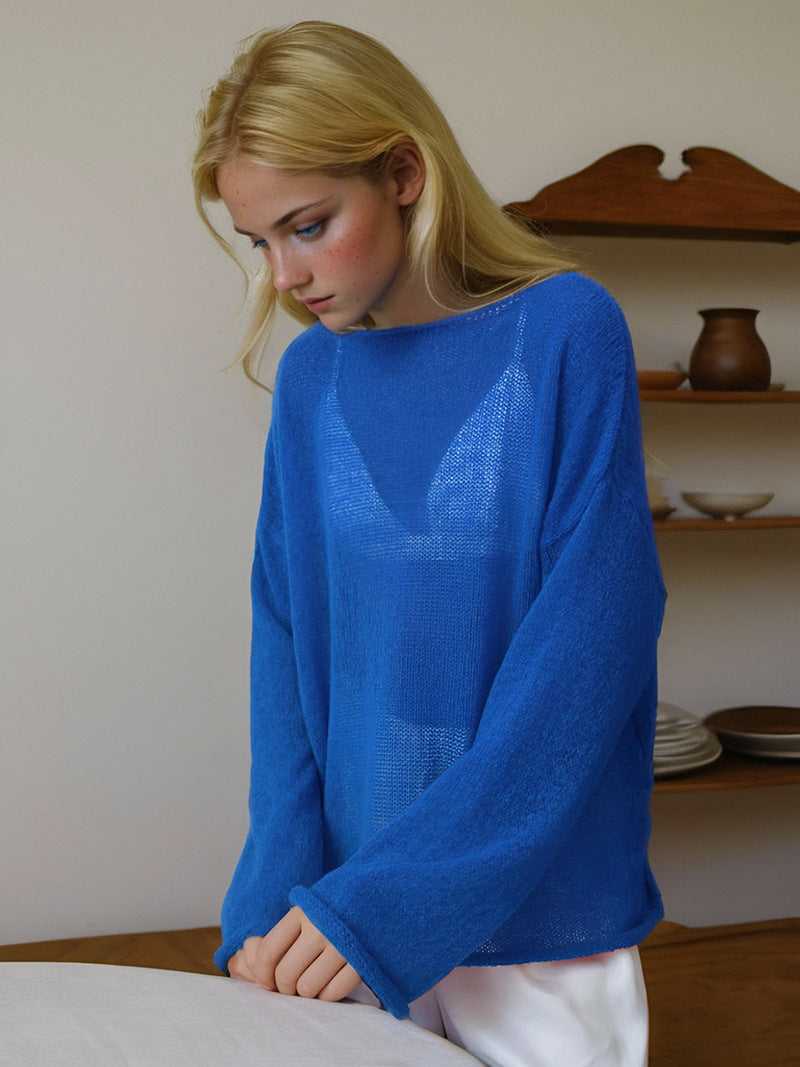 Damen Strickpullover – Leichtes Oversize Design – Lange Ärmel – Rundhalsausschnitt Casual