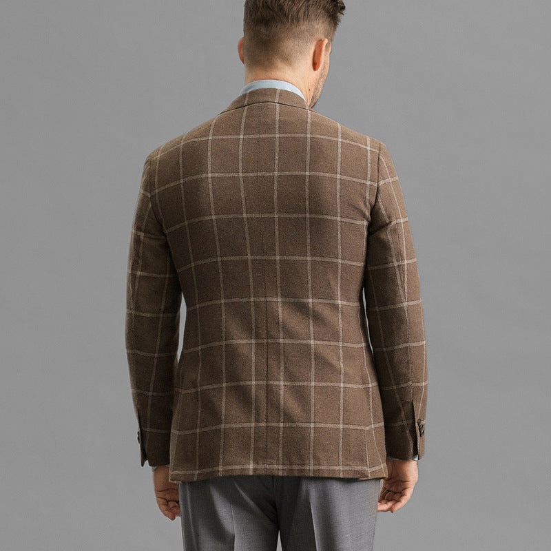 Herren Blazer – Tailored Fit – Atmungsaktives Gewebe – Karomuster – Einreihig Elegant