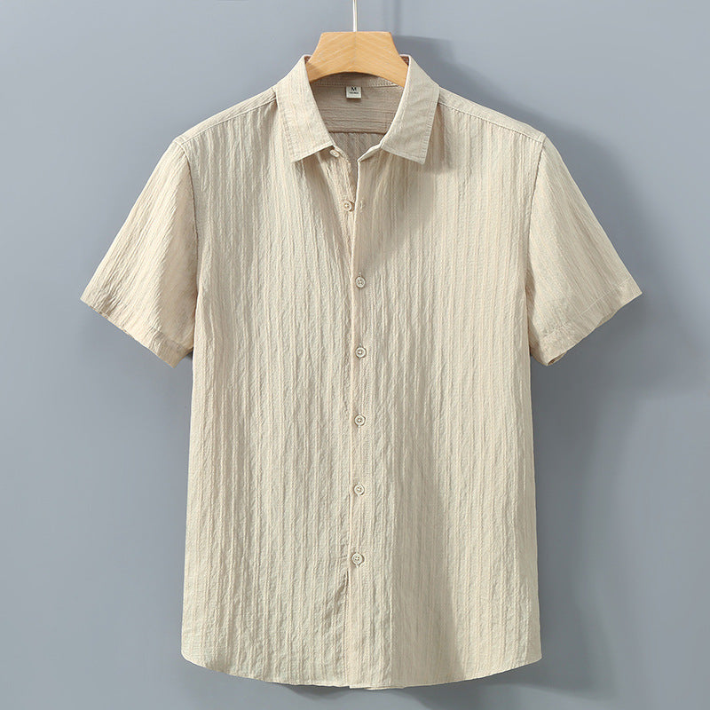 Herren Freizeithemd – Relaxed Fit – Atmungsaktive Mischung – Kurzarm – Strukturstoff