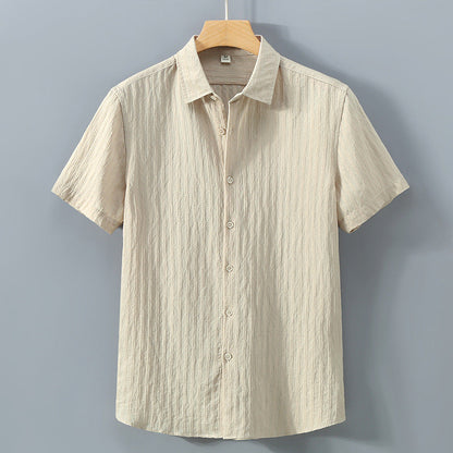 Herren Freizeithemd – Relaxed Fit – Atmungsaktive Mischung – Kurzarm – Strukturstoff
