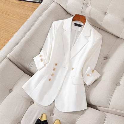 Damen Blazer – Taillierter Schnitt – Dreiviertelarm – Zierknöpfe – Hüftlang