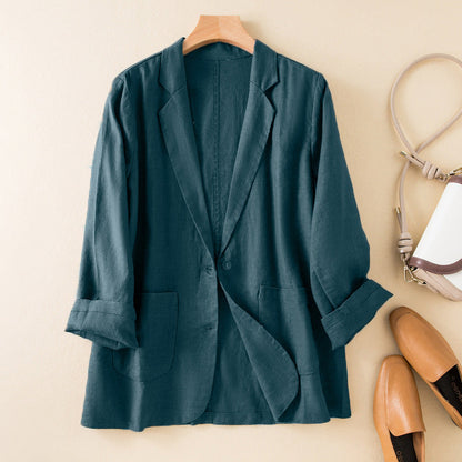 Damen Freizeitjacke – Relaxed Fit – Natürliche Fasern – Mid-Länge mit Reverskragen