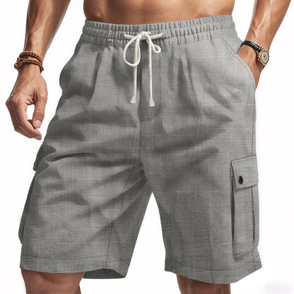 Herren Cargo Shorts – Relaxed Fit – Atmungsaktives Gewebe – Elastikbund mit Taschen