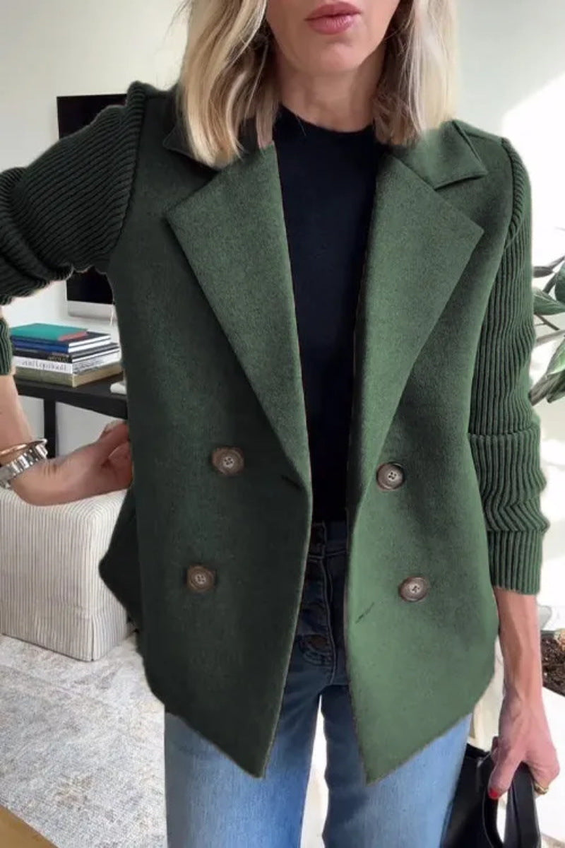 Damen Blazer – Oversized Fit – Doppelreiher – Gerippte Ärmel – Weiche Struktur
