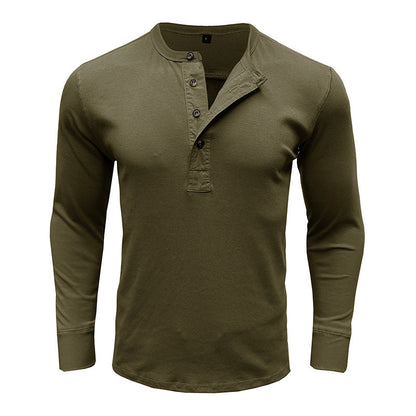Herren Langarm-Henleyshirt – Baumwollmischung – Regular Fit – Knopfleiste Modern Casual