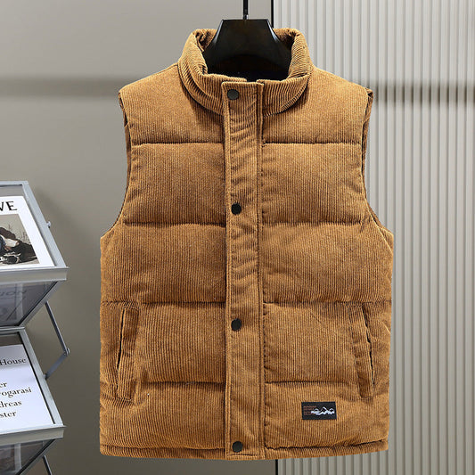 Herren Weste – Cordstruktur – Gesteppt – Hoher Kragen – Druckknopf – Outdoor geeignet