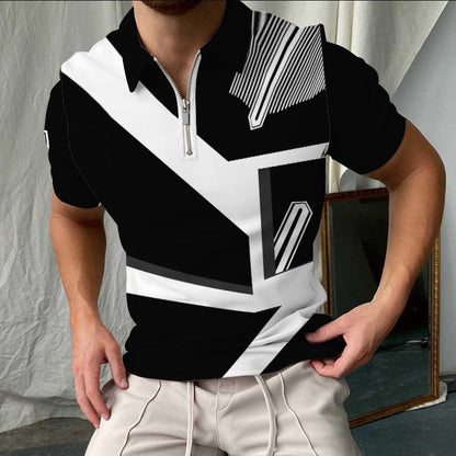 Herren Poloshirt – Slim Fit – Atmungsaktiv – Kurzarm – Karomuster – Zipperkragen