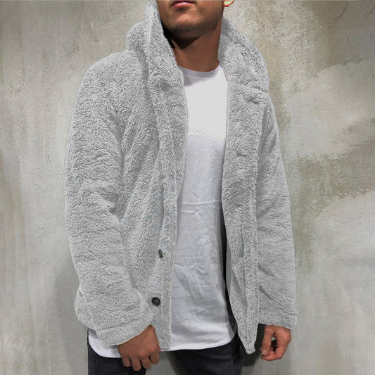 Herren Kapuzenjacke – Fleece – Lockere Passform – Knopfverschluss – Alltagstauglich