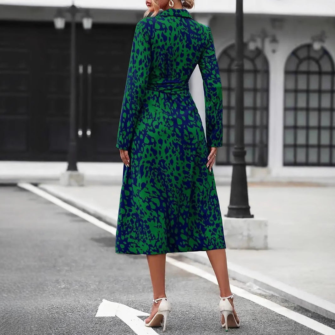 Damen A-Linienkleid – Knopfleiste – Taillengürtel – Leichtes atmungsaktives Material