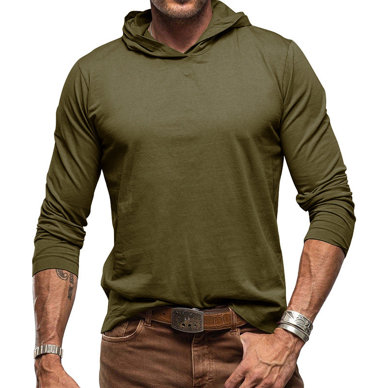 Herren Hoodie-T-Shirt – Baumwollmix – Relaxed Fit – Langarm Freizeitoberteil
