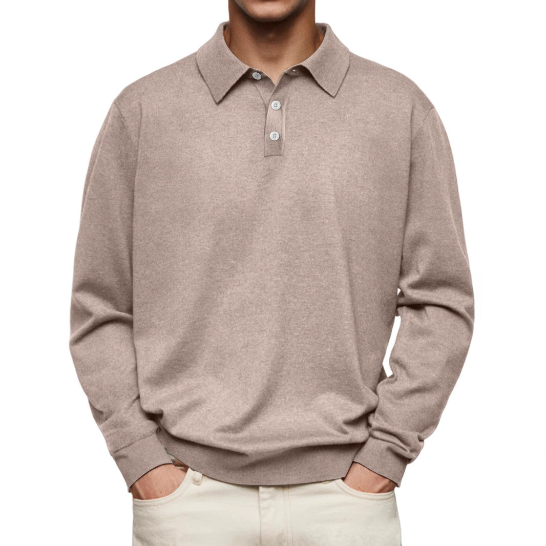 Herren Polohemd – Soft Knit – Relaxed Fit – Langarm Bequem Freizeitshirt