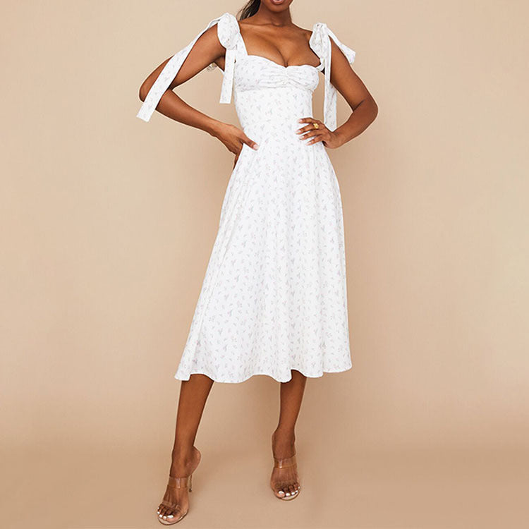 Damen Maxikleid – Schulterfrei – Raffung – Seitenschlitz – Fließender Schnitt