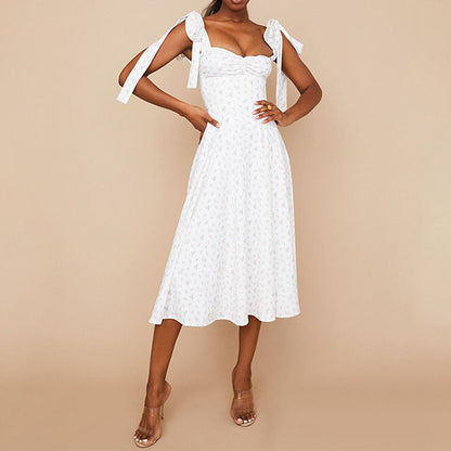 Damen Maxikleid – Schulterfrei – Raffung – Seitenschlitz – Fließender Schnitt