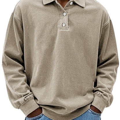 Herren Poloshirt – Langarm – Relaxed Fit – Knopfleiste – Natürliche Fasern