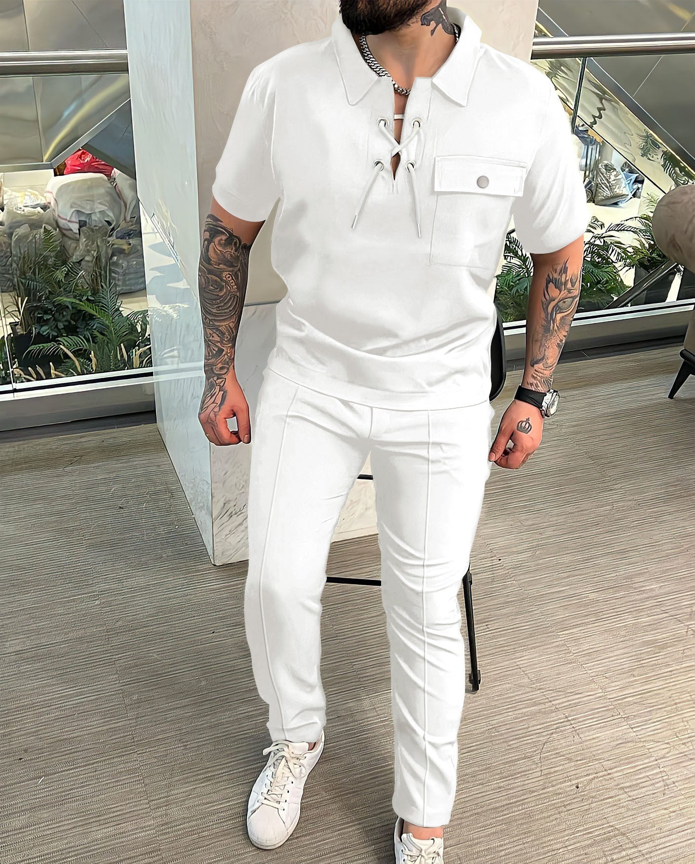 Herren Kurzanzug – Slim Fit – Atmungsaktives Material – Smart Casual Look