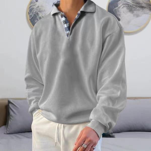 Herren Sweatshirt – Lockerer Schnitt – V-Ausschnitt mit Revers – Weiches Strickmaterial