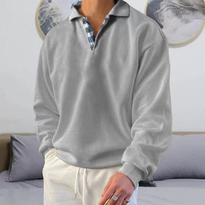 Herren Sweatshirt – Lockerer Schnitt – V-Ausschnitt mit Revers – Weiches Strickmaterial