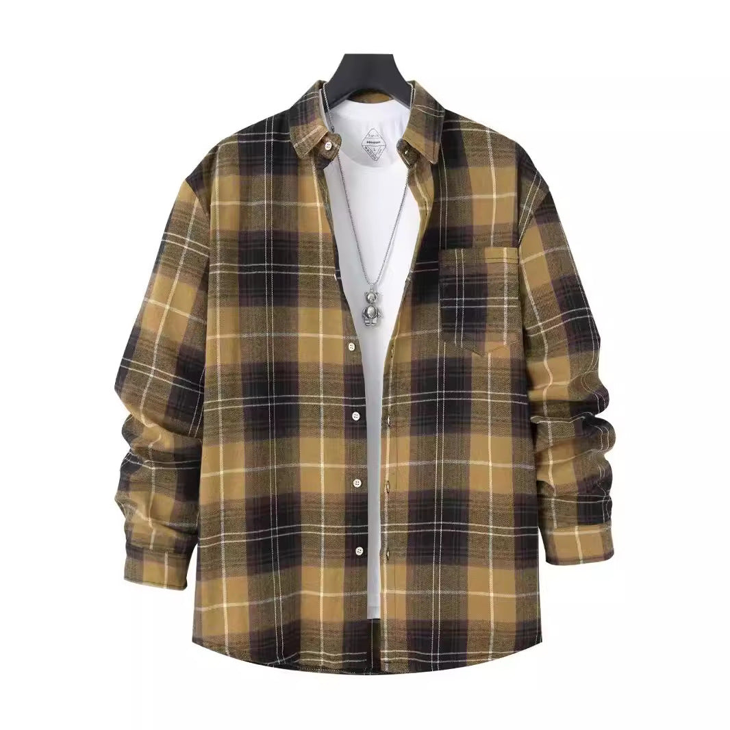 Herren Freizeithemd – Oversized Fit – Karomuster – Langarm mit Brusttasche