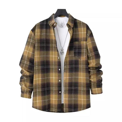 Herren Freizeithemd – Oversized Fit – Karomuster – Langarm mit Brusttasche