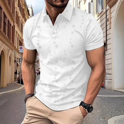 Herren Poloshirt – Slim Fit – Atmungsaktives Strickgewebe – Kurzarm – Dezentes Muster