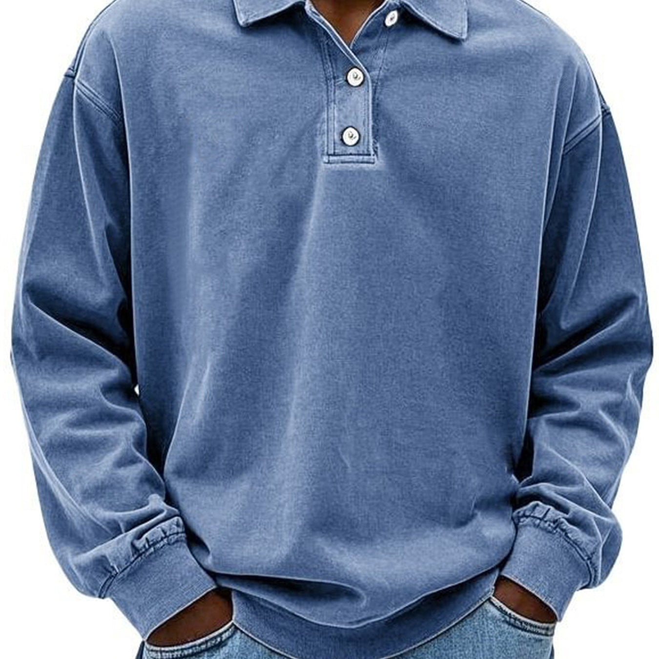 Herren Poloshirt – Langarm – Relaxed Fit – Knopfleiste – Natürliche Fasern