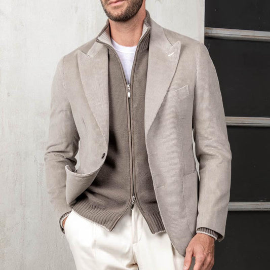 Herren Blazer – Slim Fit – Strukturierter Cord-Style – Klassischer Notch-Revers