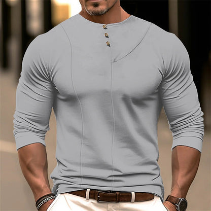 Herren Langarmhemd – Slim Fit – Ergonomischer Schnitt – Asymmetrische Knopfleiste