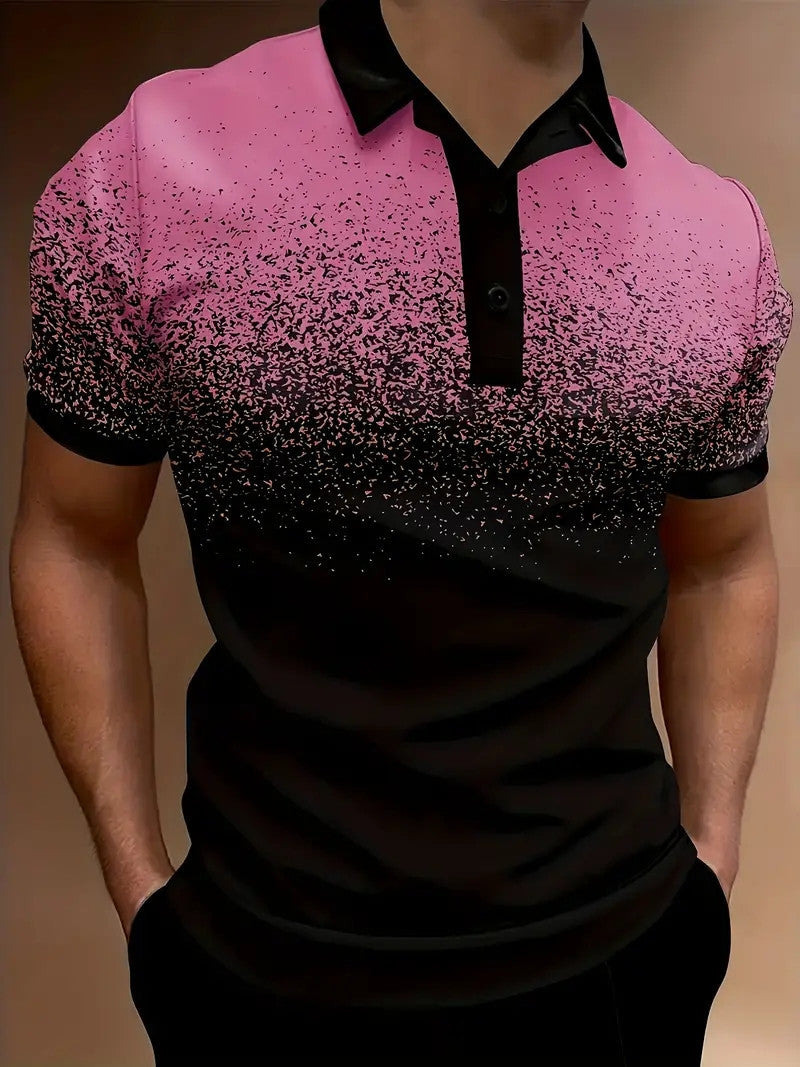 Herren Poloshirt – Slim Fit – Atmungsaktive Mischung – Gradient Design – Freizeitkleidung