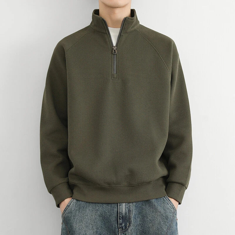 Herren Sweatshirt – Half-Zip – Relaxed Fit – Raglanärmel – Weiches Rippstrickdesign