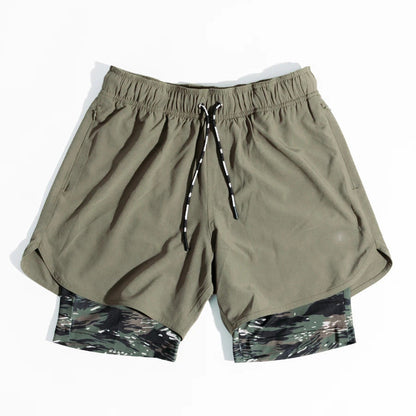 Herren Trainingsshorts – Lockere Passform – Atmungsaktiv – Kompressions-Innenhose – Seitentaschen