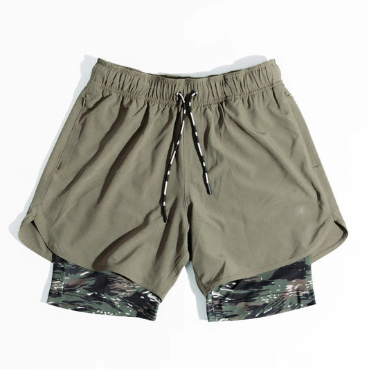 Herren Trainingsshorts – Lockere Passform – Atmungsaktiv – Kompressions-Innenhose – Seitentaschen