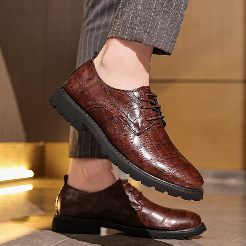 Herren Oxford-Schuhe – Elegantes Design – Krokoprägung – Schnürverschluss