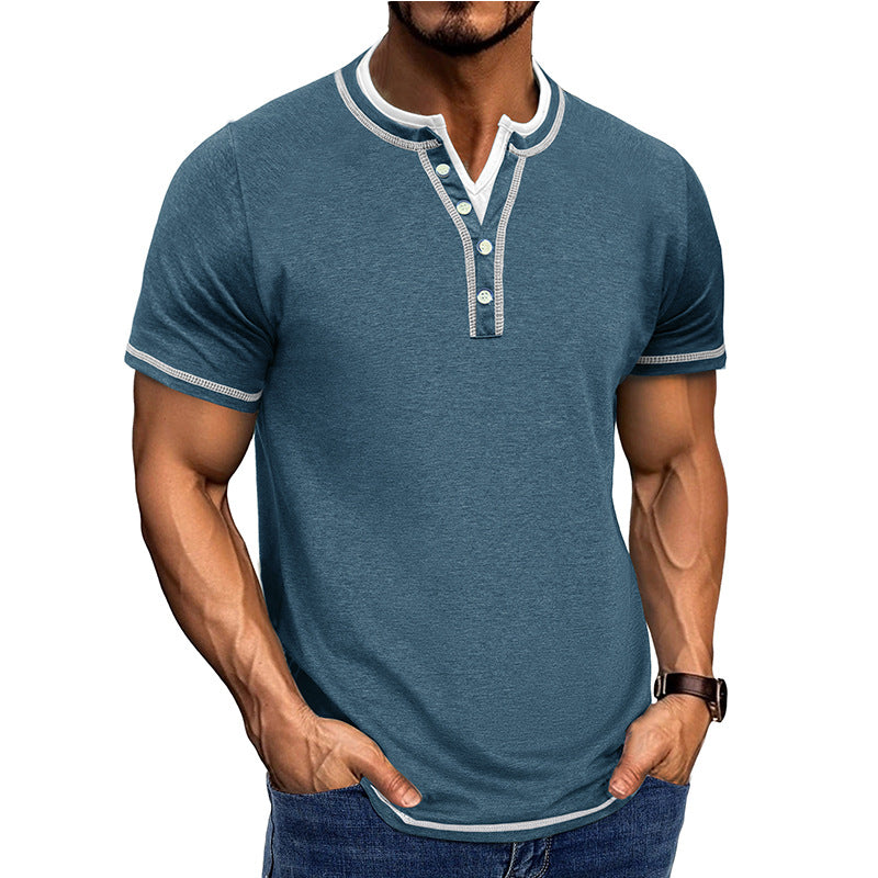 Herren Henley Shirt – Bequeme Passform – Atmungsaktive Baumwolle – Kurzarm – Knopfleiste