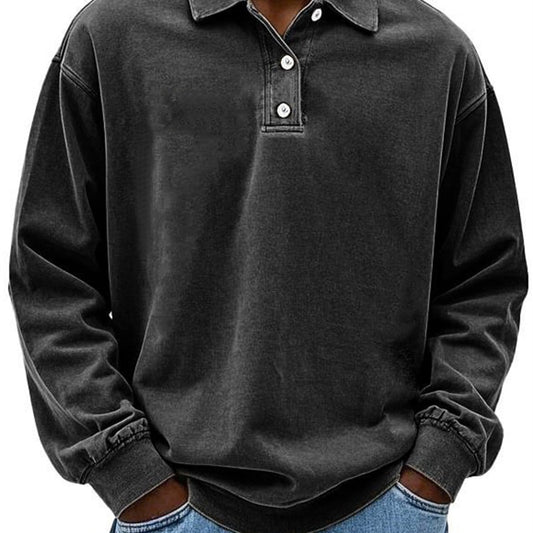 Herren Poloshirt – Langarm – Relaxed Fit – Knopfleiste – Natürliche Fasern