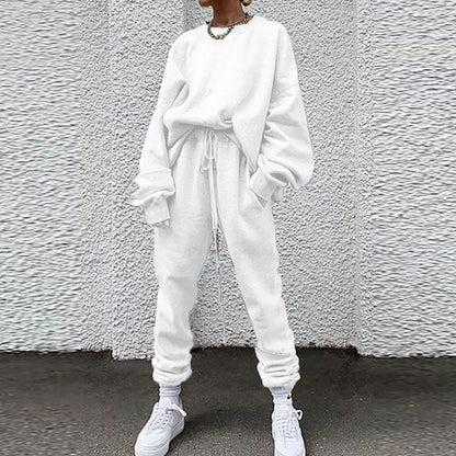 Damen Lounge Set – Lockerer Schnitt – Weicher Baumwollmix – Langarm – Vollständig