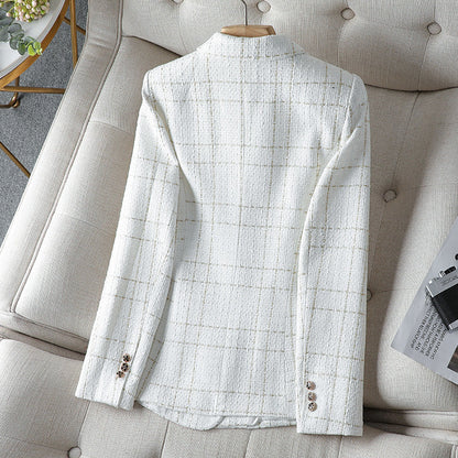 Damen Blazer – Taillierter Schnitt – Tweedoptik – Doppelreihig – Zierknöpfe