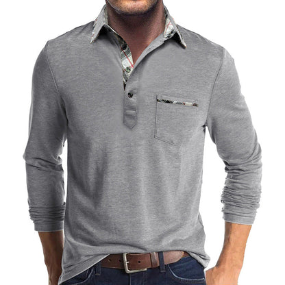 Herren Langarmhemd – Baumwolle – Regular Fit – Knopfleiste – Karodetails