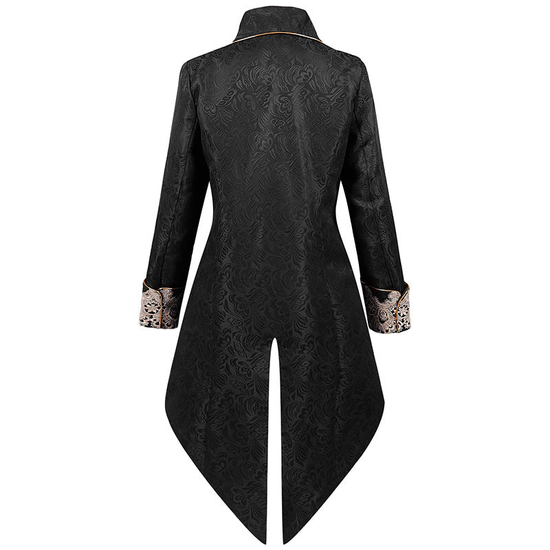 Herren Mantel – Mittelalter Stil – Strukturierter Schnitt – Goldknöpfe & Spitze