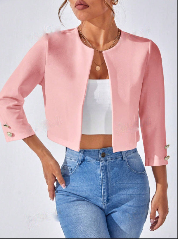 Damen Strickjacke – Taillierter Schnitt – Weicher Strick – Rundhals – Zierknöpfe