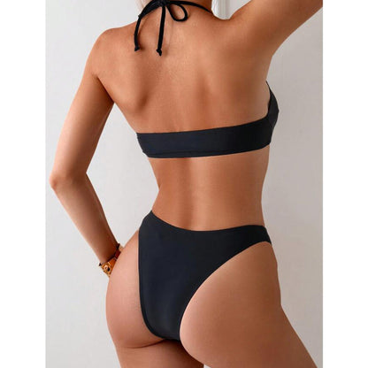 Damen Bikini Set – Halterneck Top – High Waist – Zierschnallen – Stretchmaterial