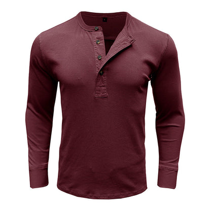 Herren Langarm-Henleyshirt – Baumwollmischung – Regular Fit – Knopfleiste Modern Casual