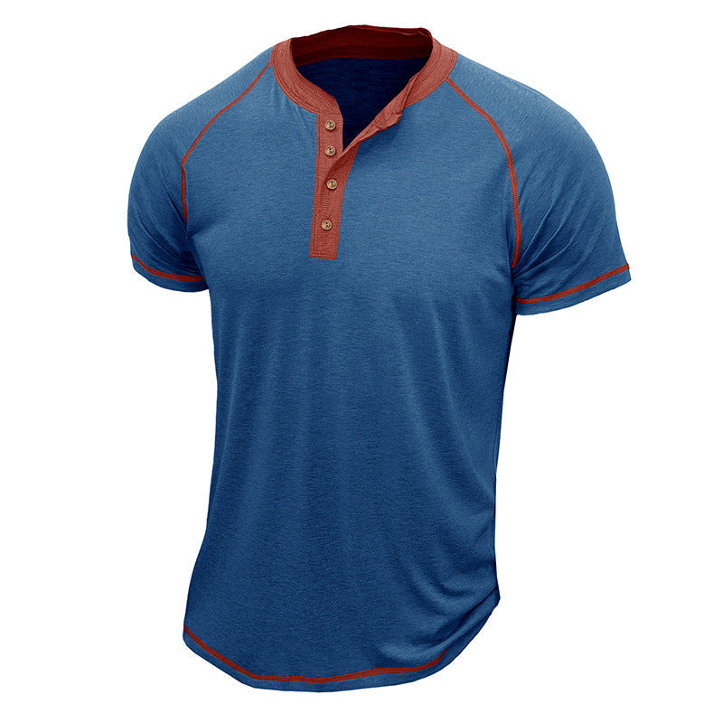 Herren Henley Shirt – Regular Fit – Kurzarm – Cottonmix – Kontrastdetails