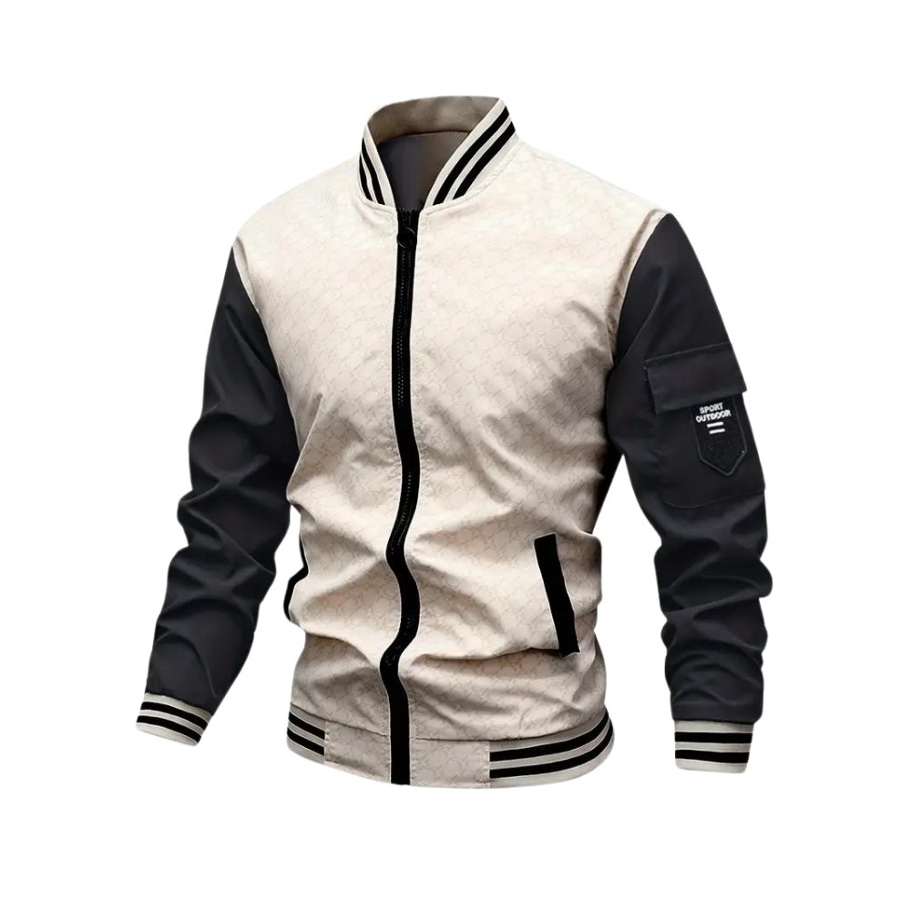 Herren Bomberjacke – Regular Fit – Zipper – Kontrastärmel – Rippbund – Casual Style